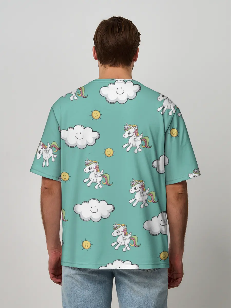 Мужская футболка оверсайз / Любовь к единорогам
