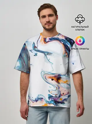 Мужская футболка оверсайз / Брызги красок