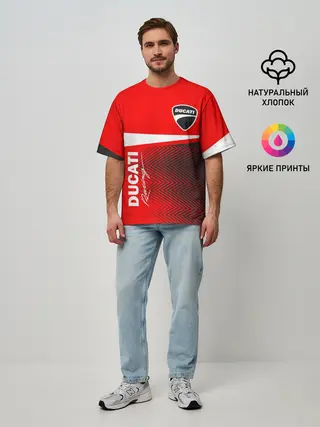 Мужская футболка оверсайз / DUCATI / ДУКАТИ / MOTOSPORT