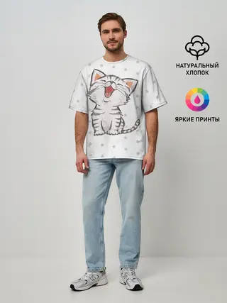 Мужская футболка оверсайз / Милейший Котик