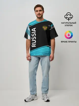 Мужская футболка оверсайз / RUSSIA.
