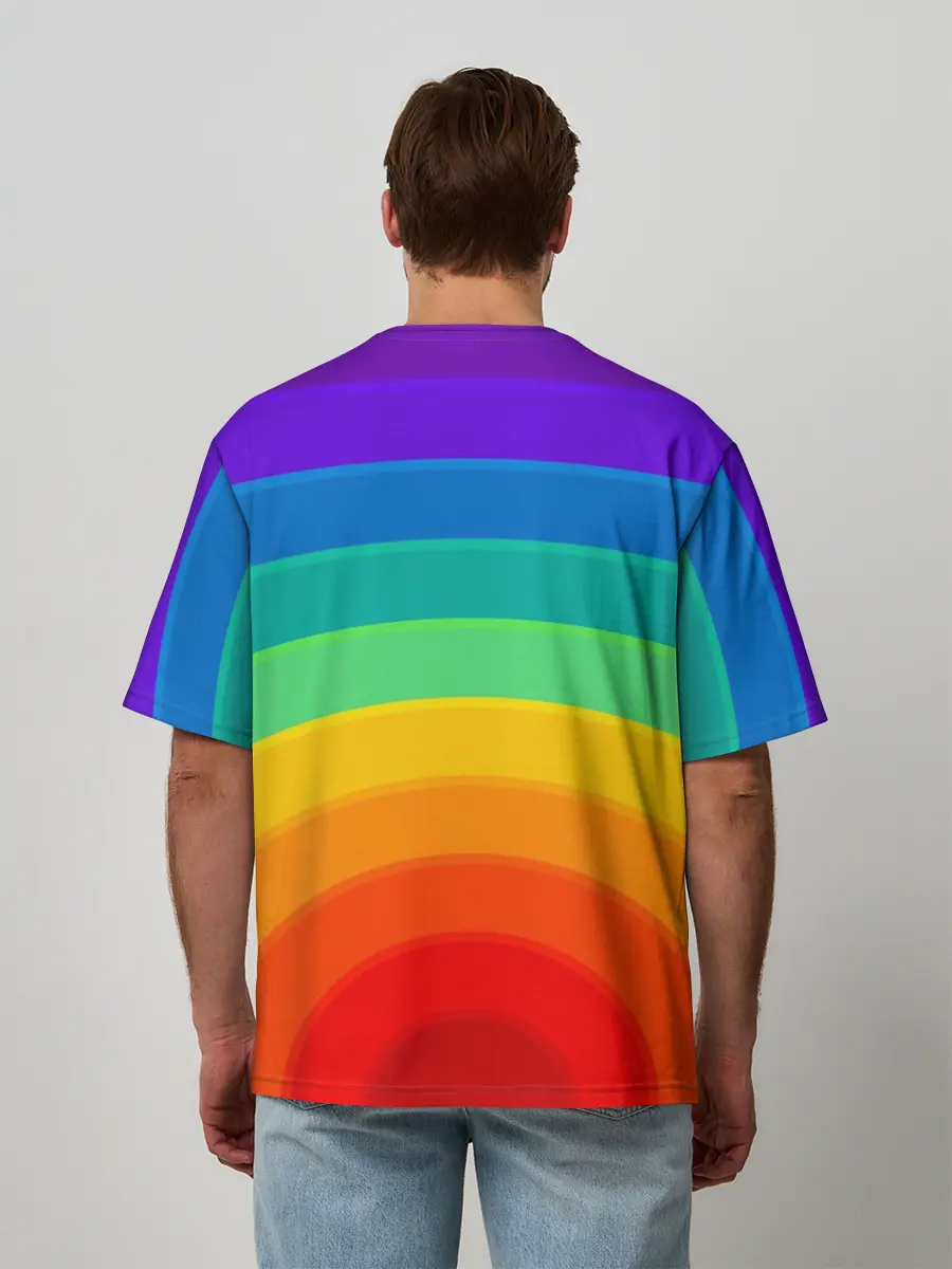 Мужская футболка оверсайз / Круговая радуга
