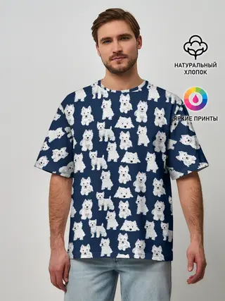 Мужская футболка оверсайз / Собаки Пушистики