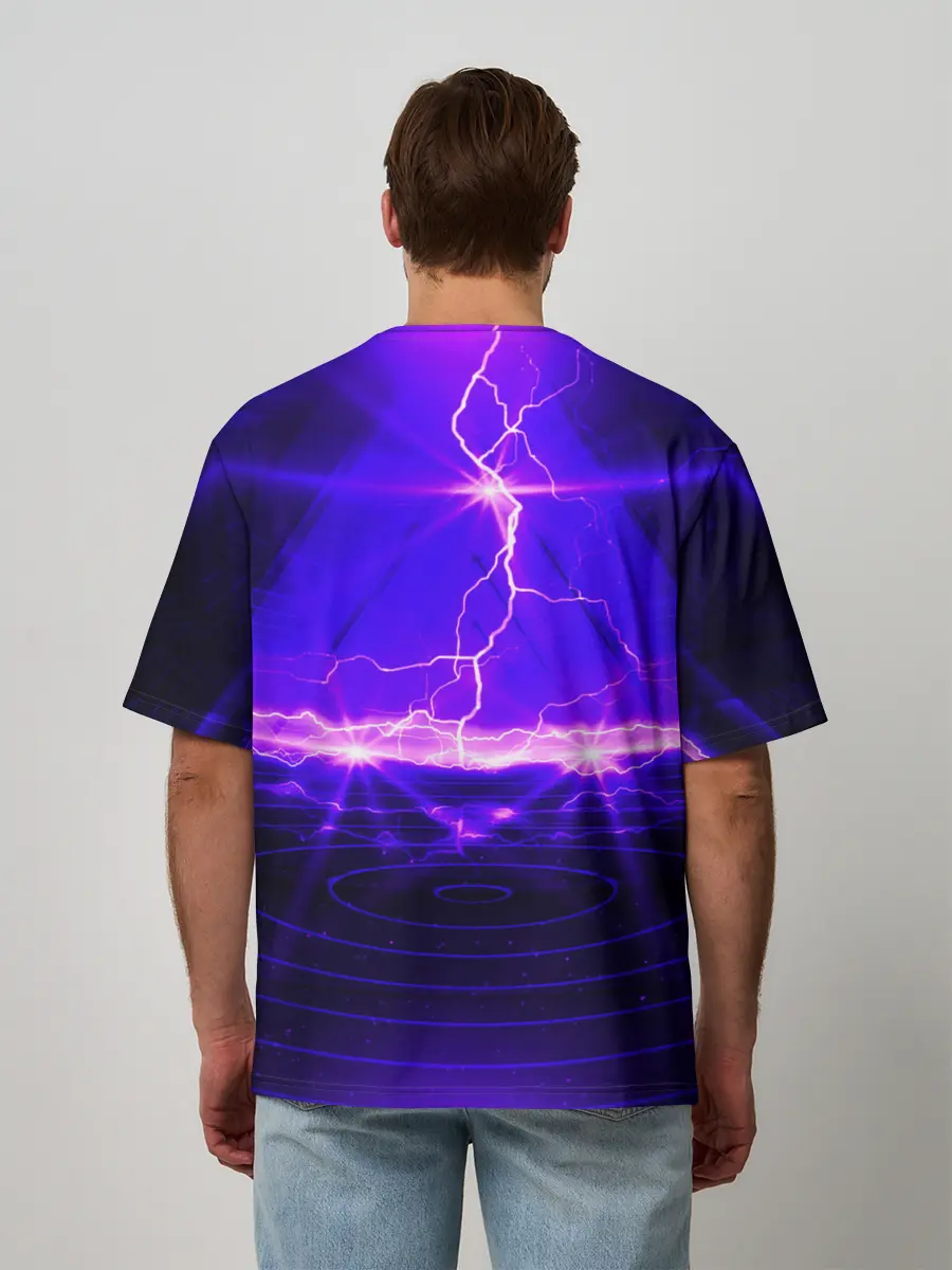 Мужская футболка оверсайз / НЕОНОВЫЕ МОЛНИИ