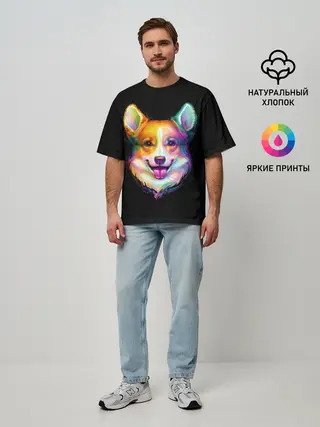 Мужская футболка оверсайз / Корги