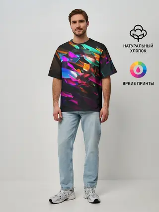Мужская футболка оверсайз / АБСТРАКЦИЯ НЕОНОВАЯ