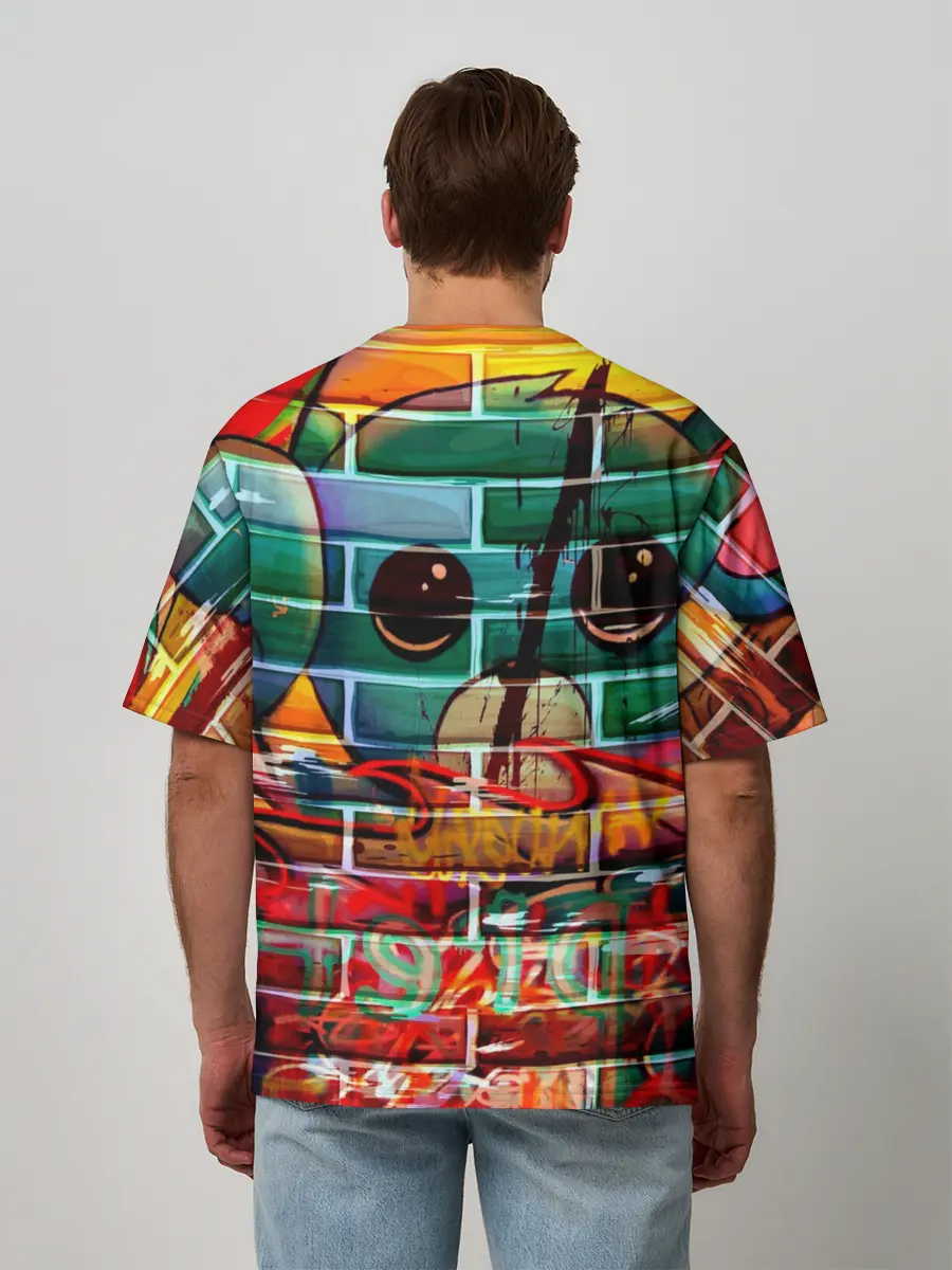 Мужская футболка оверсайз / Милый Зверёк Граффити