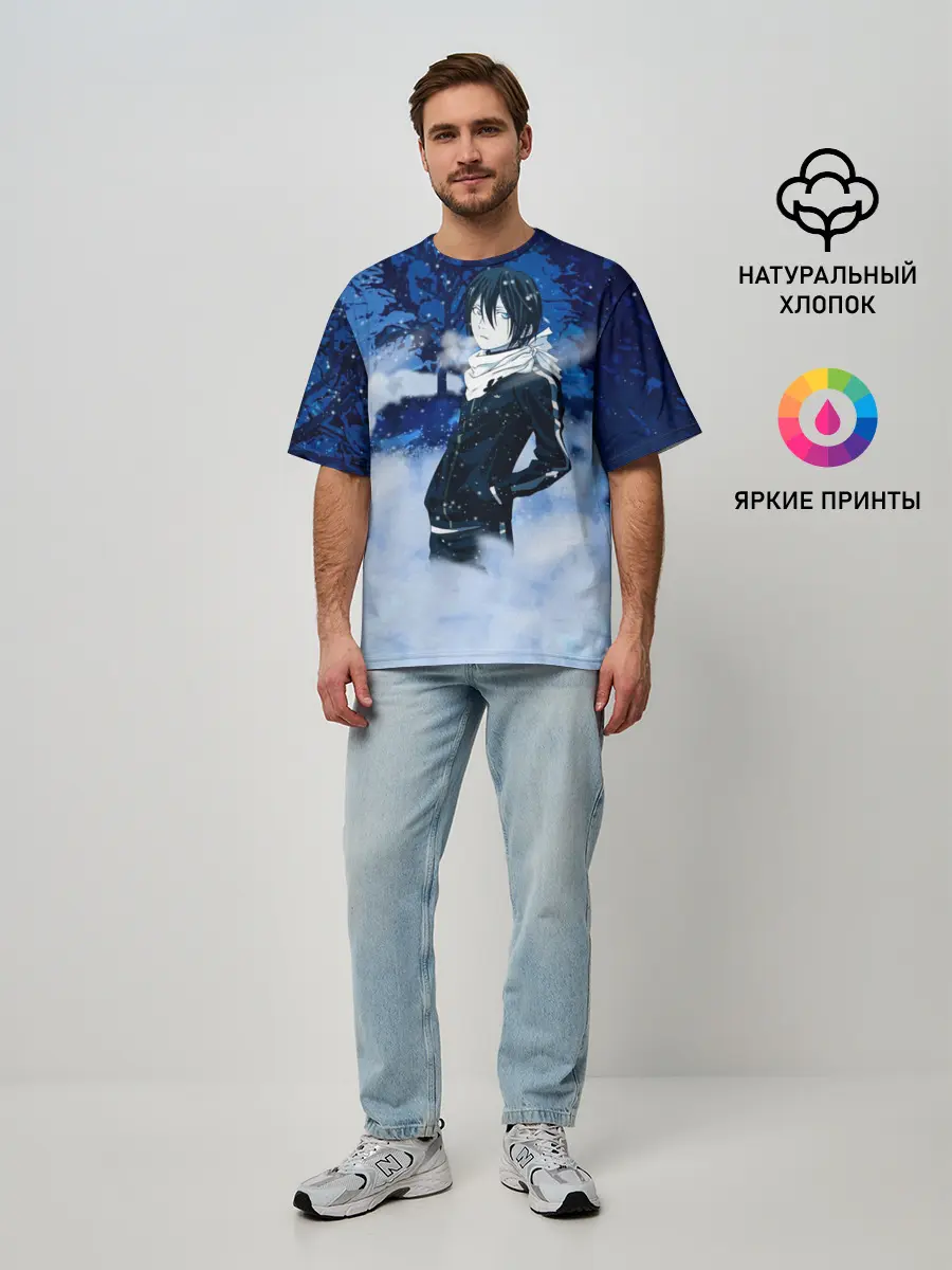 Мужская футболка оверсайз / Снежный Ято. БЕЗДОМНЫЙ БОГ