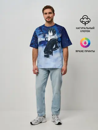 Мужская футболка оверсайз / Снежный Ято. БЕЗДОМНЫЙ БОГ