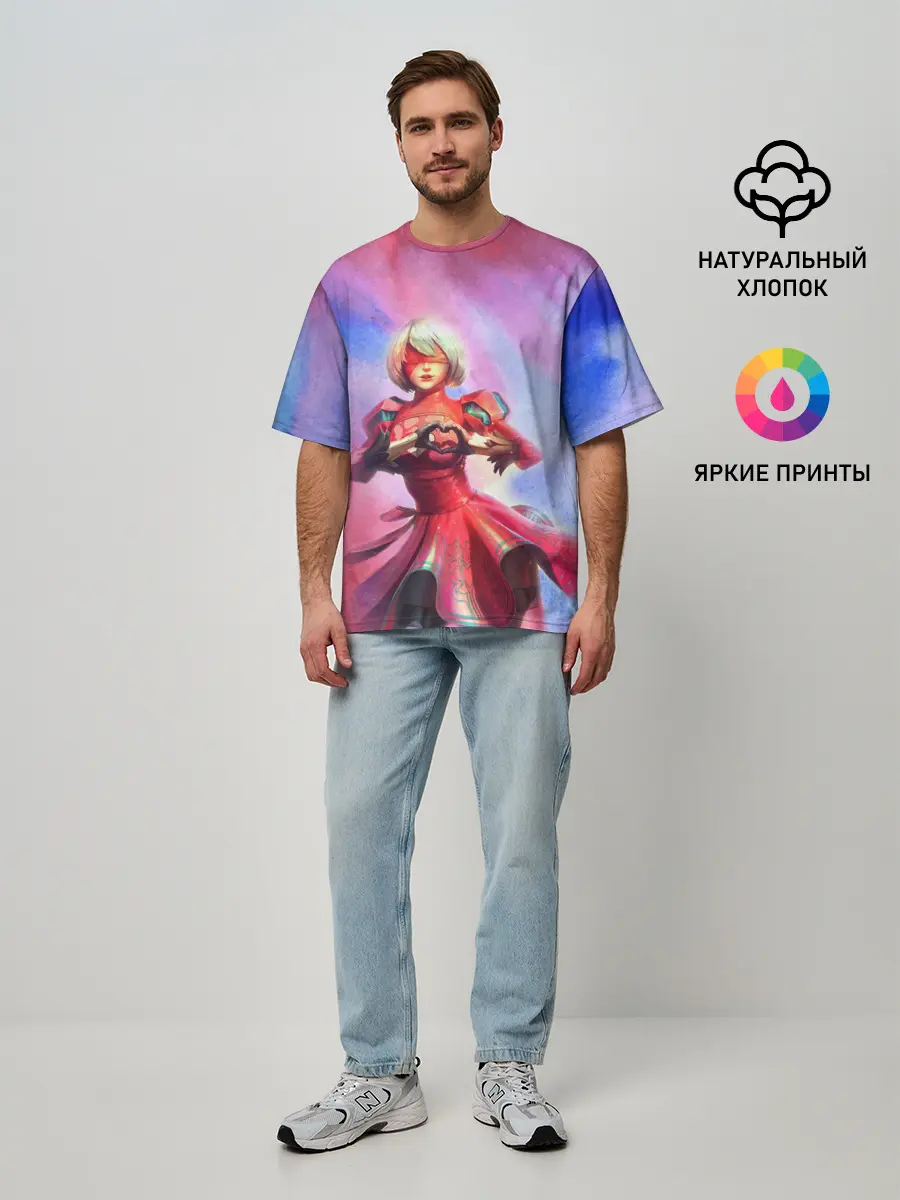 Мужская футболка оверсайз / 2B Love | Nier Automata