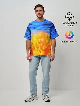 Мужская футболка оверсайз / ЛЕД И ПЛАМЯ