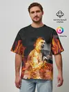 Мужская футболка оверсайз / РОБЕРТ ЛЕВАНДОВСКИ / ОГОНЬ