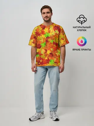 Мужская футболка оверсайз / Кленовые листья