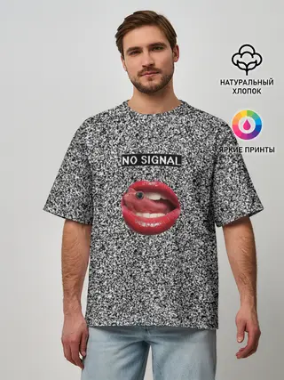 Мужская футболка оверсайз / Губы