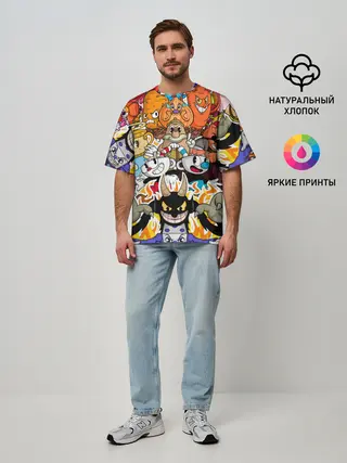 Мужская футболка оверсайз / CUPHEAD