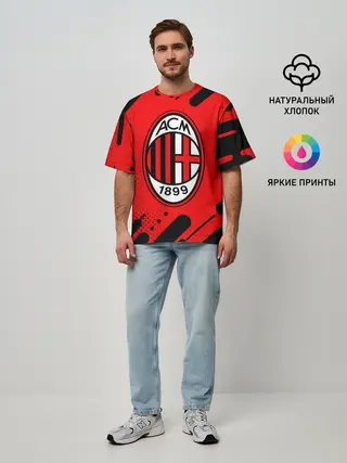 Мужская футболка оверсайз / AC MILAN / МИЛАН