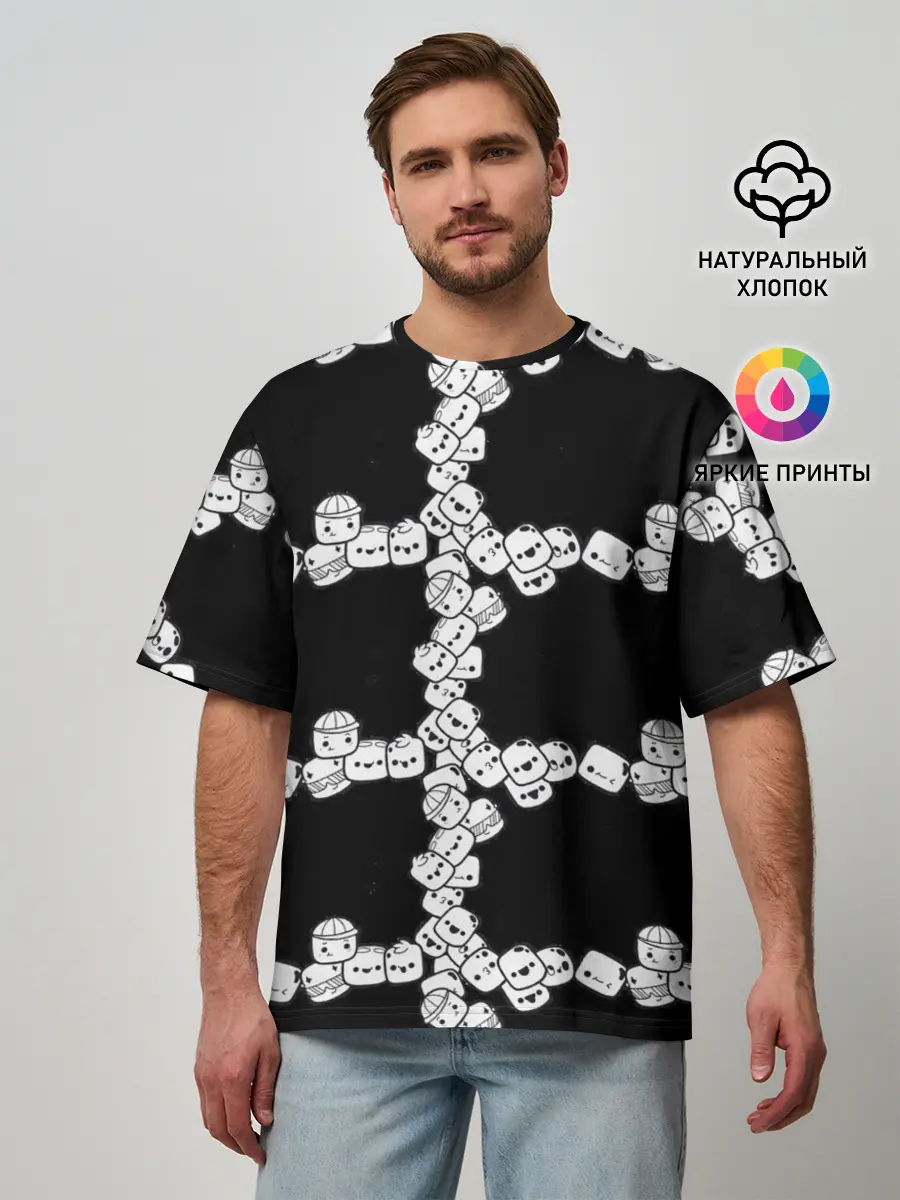 Мужская футболка оверсайз / Зефирки