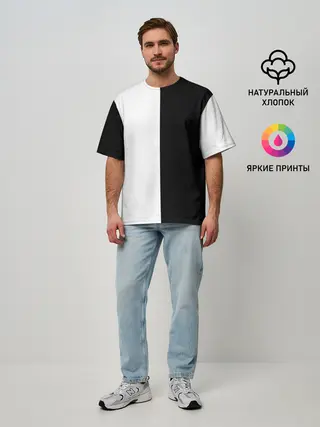 Мужская футболка оверсайз / ПРОСТО ЧЁРНО-БЕЛЫЙ | Black and White