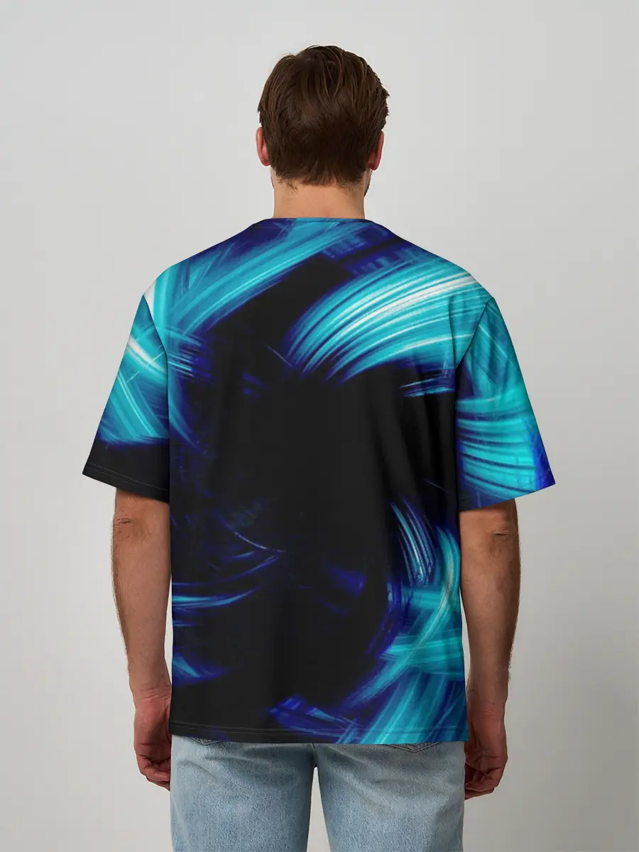 Мужская футболка оверсайз / Неоновый вихрь