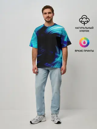Мужская футболка оверсайз / Неоновый вихрь