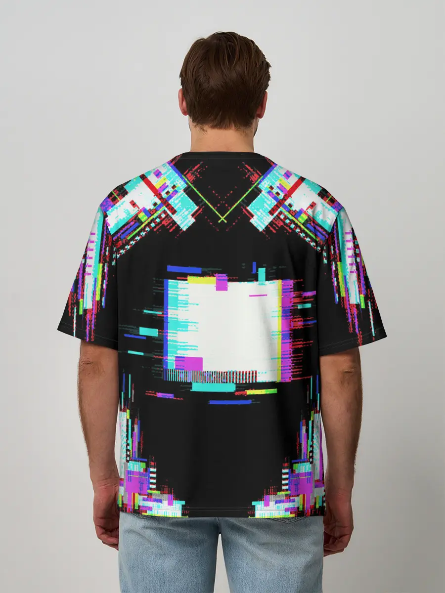 Мужская футболка оверсайз / Glitch VHS
