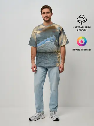 Мужская футболка оверсайз / Морская ракушка