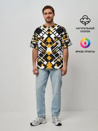 Мужская футболка оверсайз / КИБЕРПАНК,ФАНТАСТИКА,ГЕОМЕТРИЯ