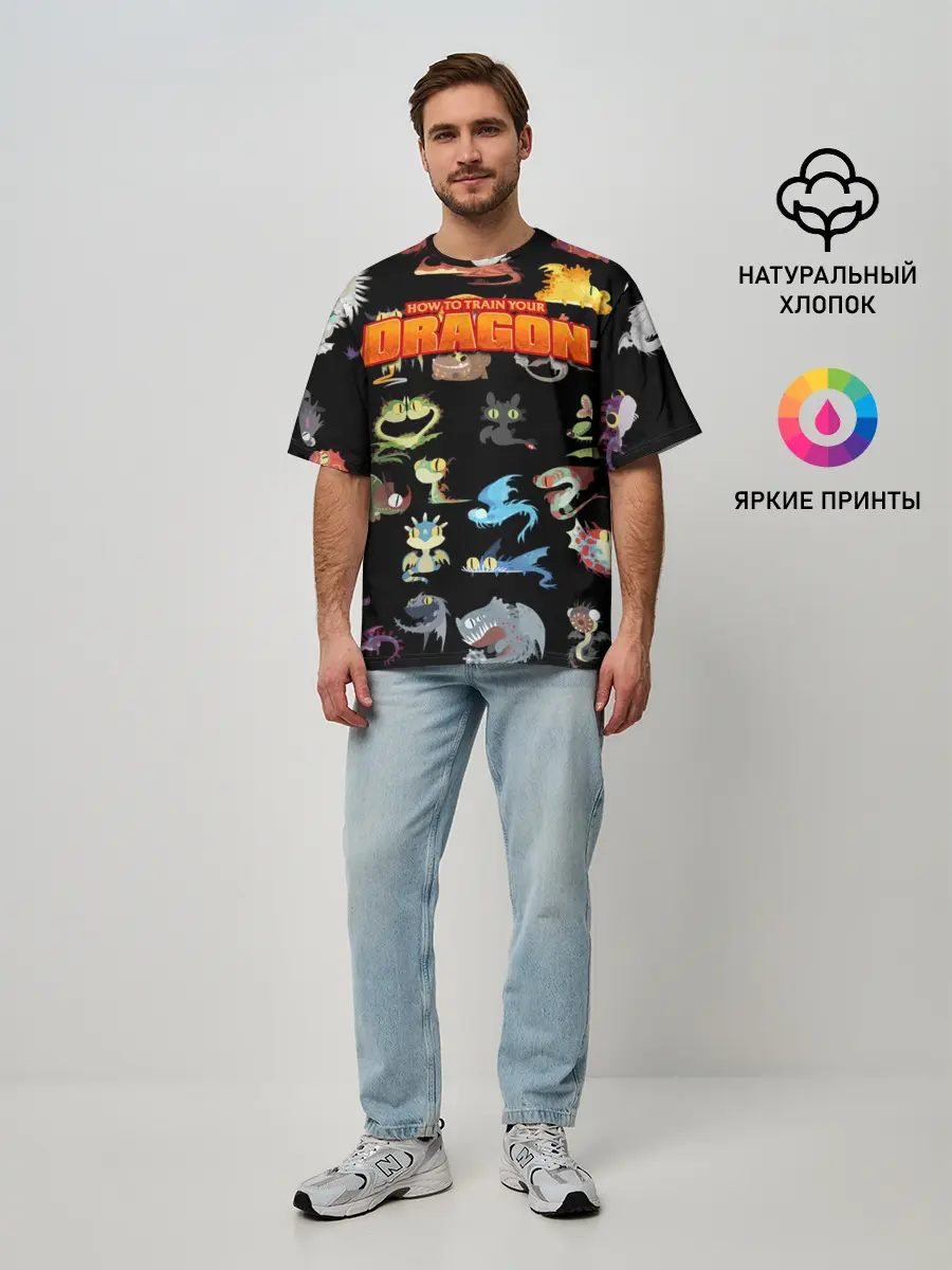 Мужская футболка оверсайз / How to Train Your Dragon