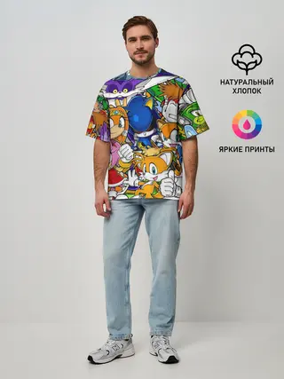 Мужская футболка оверсайз / КИБЕР СОНИК | CYBER SONIC ROBOT