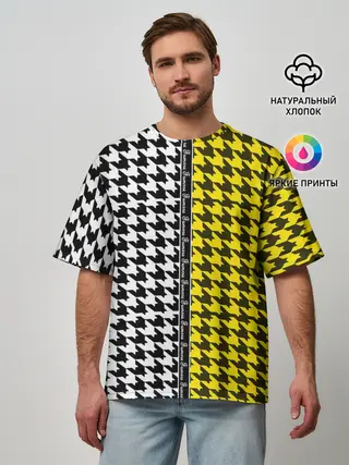 Мужская футболка оверсайз / гусиные лапки 3D