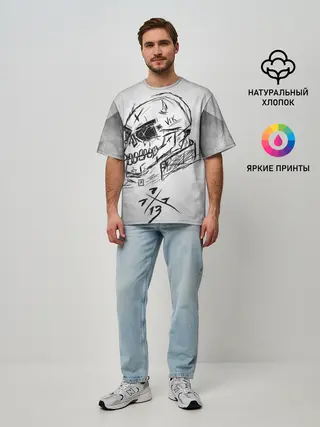 Мужская футболка оверсайз / SKULL BY VIK CANEMIRA