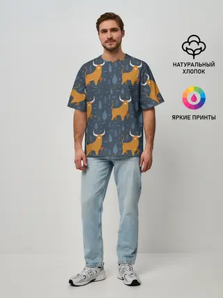 Мужская футболка оверсайз / Быки