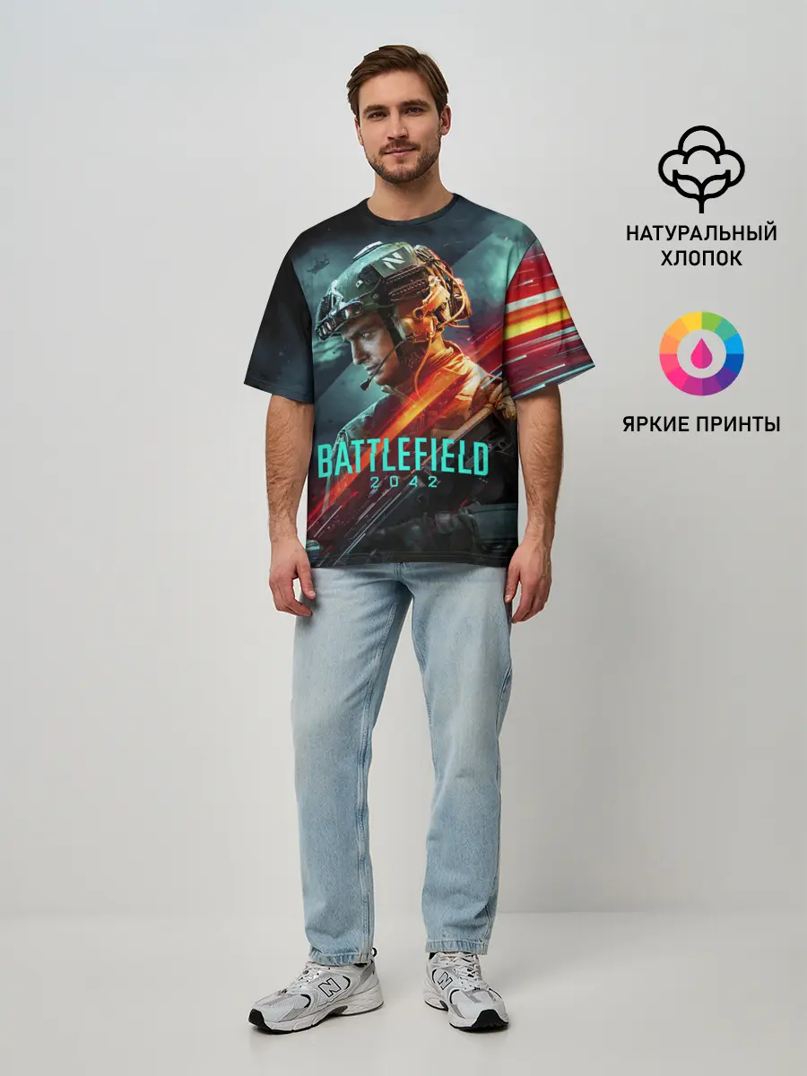 Мужская футболка оверсайз / Battlefield 2042 game art
