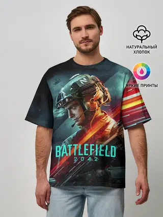 Мужская футболка оверсайз / Battlefield 2042 game art