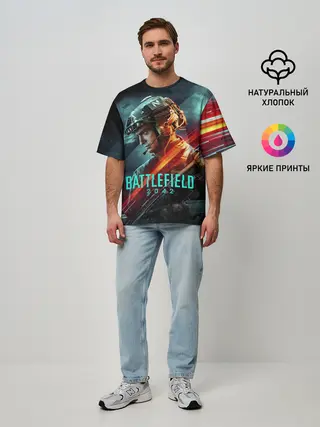 Мужская футболка оверсайз / Battlefield 2042 game art