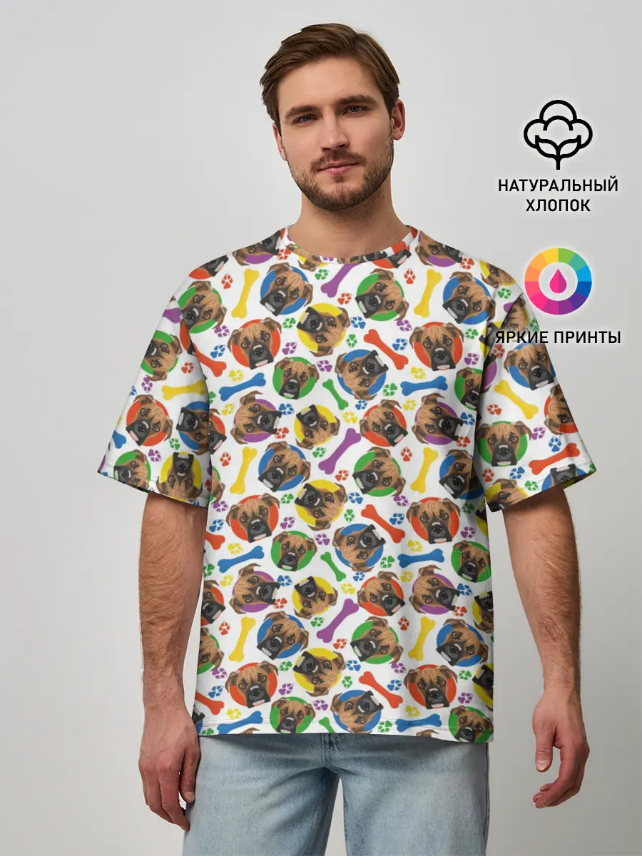 Мужская футболка оверсайз / Немецкий Боксёр