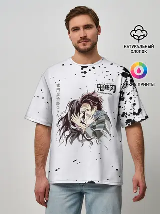 Мужская футболка оверсайз / Танджиро и Незуко Камадо