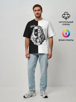 Мужская футболка оверсайз / Двуликая Незуко Камадо