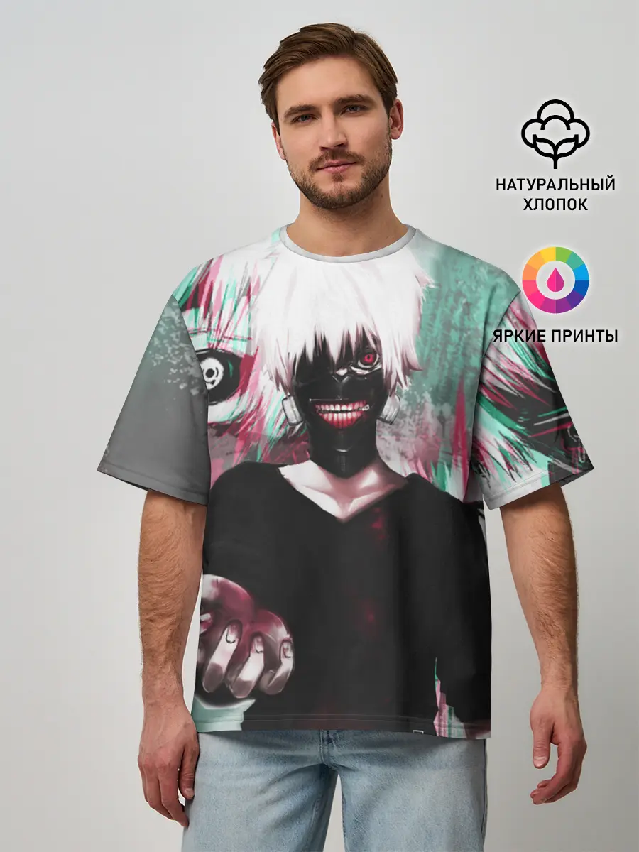 Мужская футболка оверсайз / Полугуль Канеки