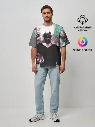 Мужская футболка оверсайз / Полугуль Канеки