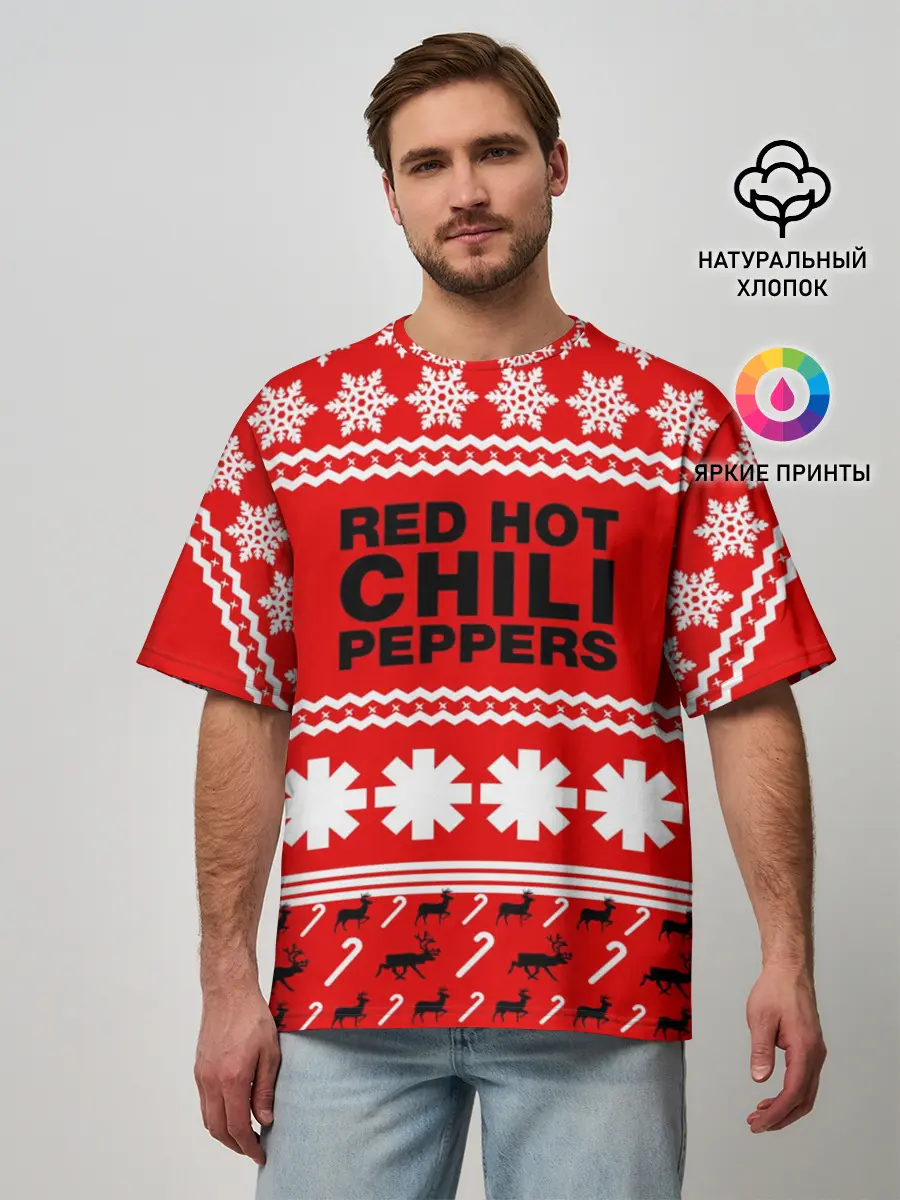 Мужская футболка оверсайз / Праздничный RHCP