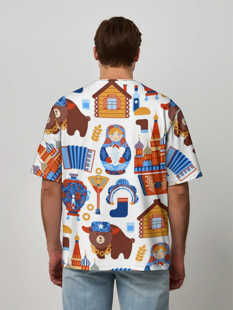 Мужская футболка оверсайз / Традиционный поп арт