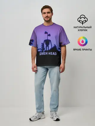 Мужская футболка оверсайз / СИРЕНОГОЛОВЫЙ ГЛИТЧ