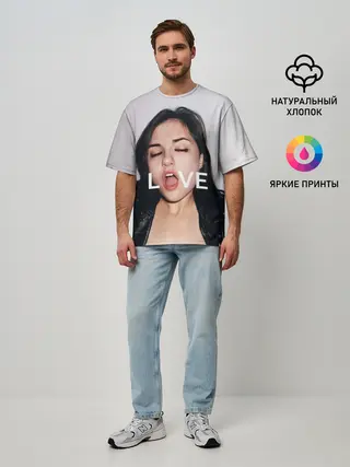 Мужская футболка оверсайз / Sasha Grey LOVE
