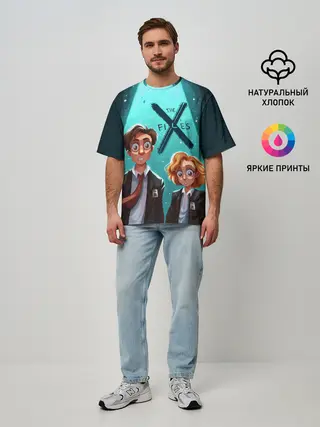 Мужская футболка оверсайз / Fox Mulder and Dana Scully