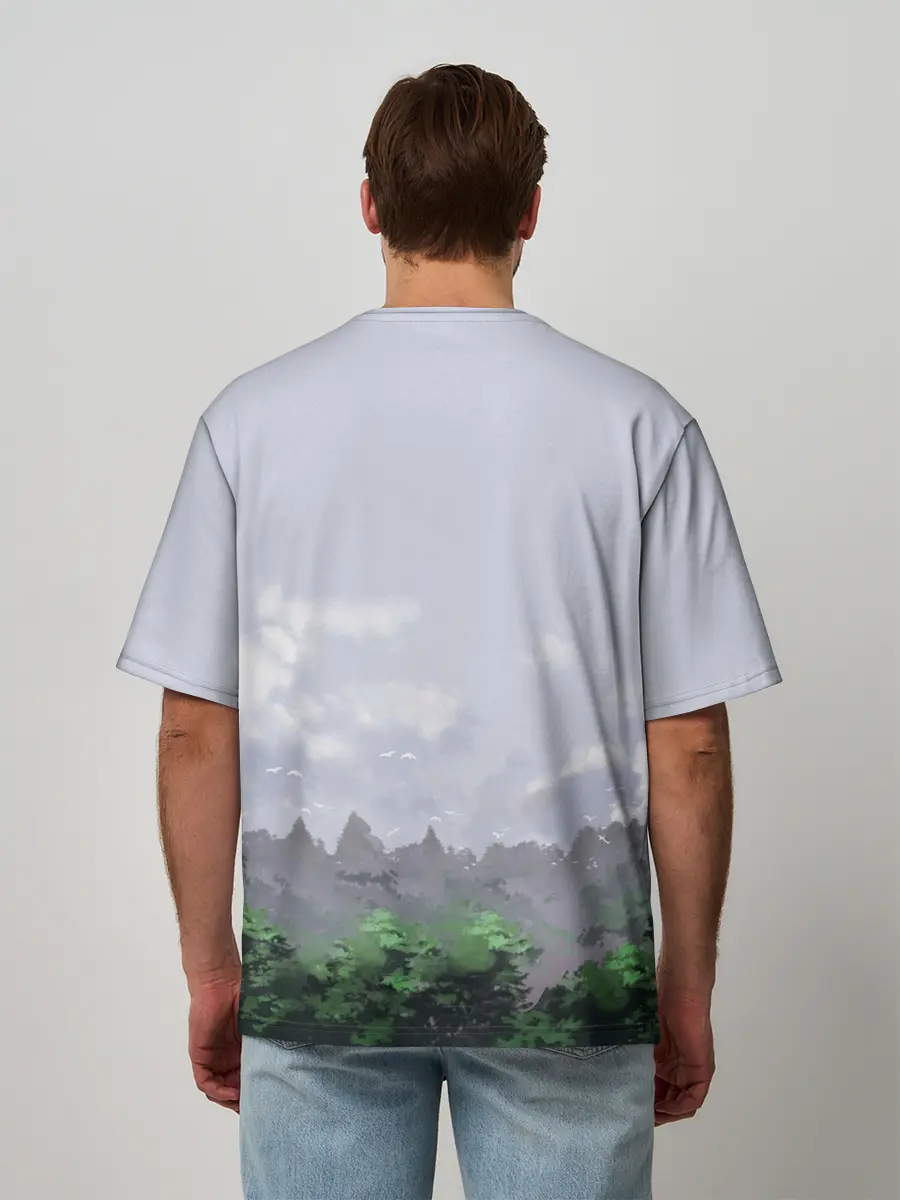 Мужская футболка оверсайз / СИРЕНОГОЛОВЫЙ / ЛЕС