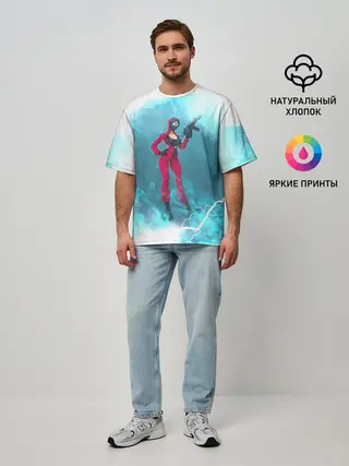 Мужская футболка оверсайз / ОХРАНА НА ЧЕКУ | ТРЕУГОЛЬНИК