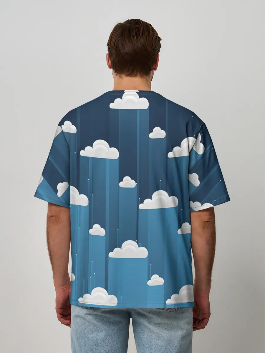 Мужская футболка оверсайз / Облака в очереди