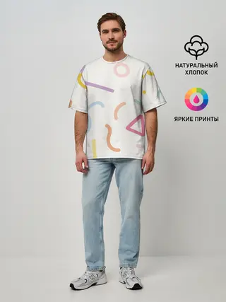 Мужская футболка оверсайз / Разные линии