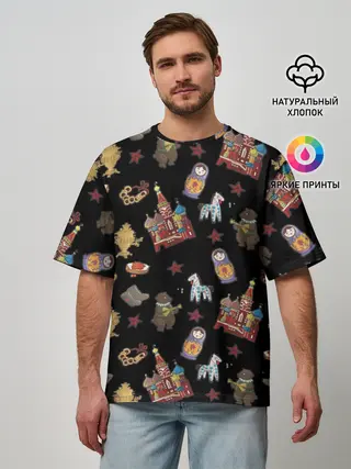 Мужская футболка оверсайз / Москва символика